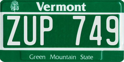 VT license plate ZUP749