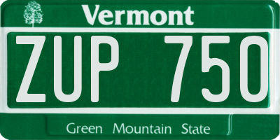 VT license plate ZUP750