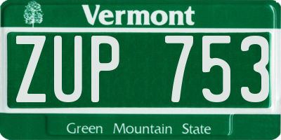 VT license plate ZUP753