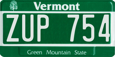 VT license plate ZUP754