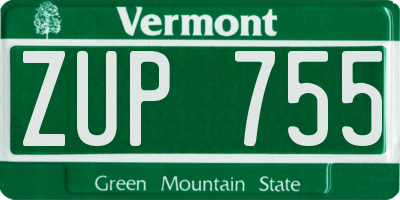 VT license plate ZUP755