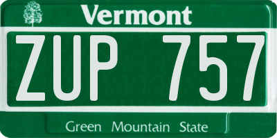 VT license plate ZUP757