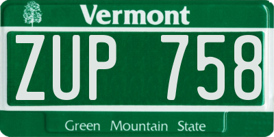 VT license plate ZUP758