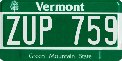 VT license plate ZUP759