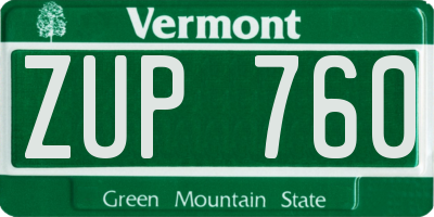 VT license plate ZUP760