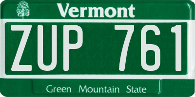 VT license plate ZUP761