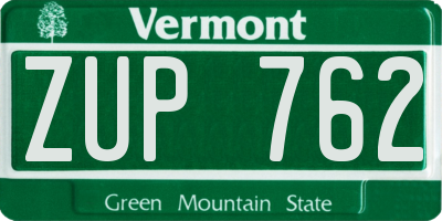 VT license plate ZUP762