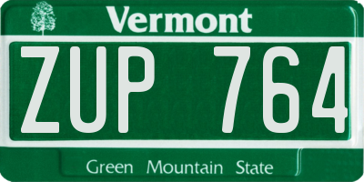 VT license plate ZUP764