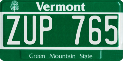 VT license plate ZUP765