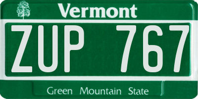 VT license plate ZUP767