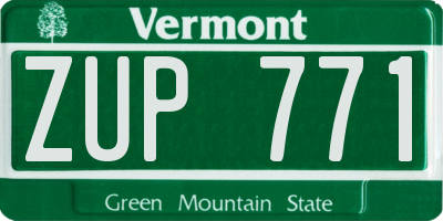 VT license plate ZUP771