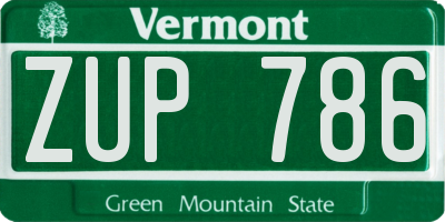 VT license plate ZUP786