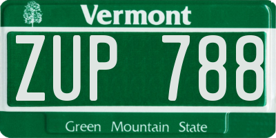 VT license plate ZUP788