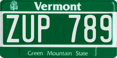 VT license plate ZUP789