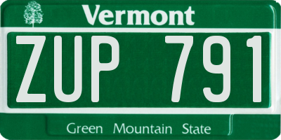 VT license plate ZUP791