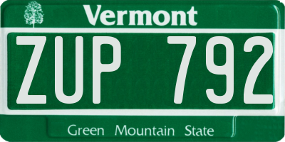VT license plate ZUP792
