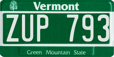 VT license plate ZUP793
