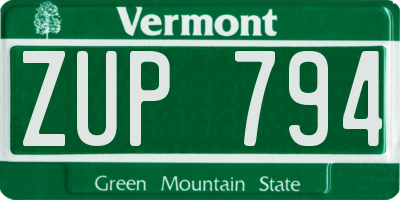 VT license plate ZUP794