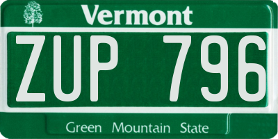 VT license plate ZUP796