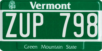 VT license plate ZUP798