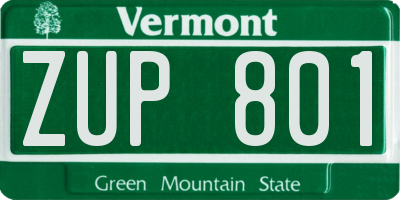 VT license plate ZUP801