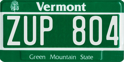 VT license plate ZUP804