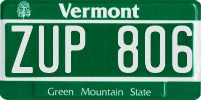 VT license plate ZUP806