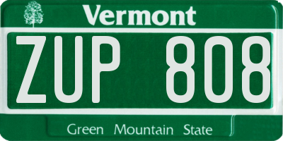 VT license plate ZUP808