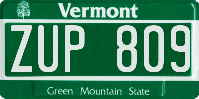 VT license plate ZUP809