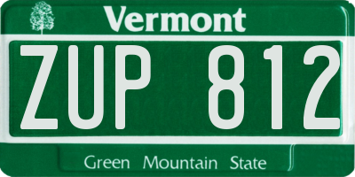 VT license plate ZUP812