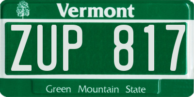 VT license plate ZUP817