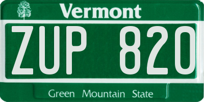 VT license plate ZUP820