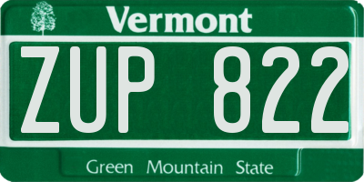 VT license plate ZUP822