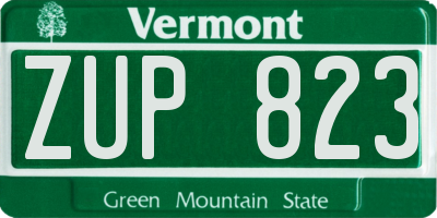 VT license plate ZUP823