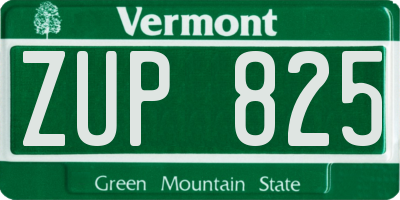 VT license plate ZUP825