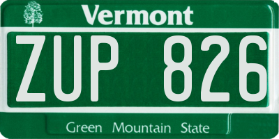 VT license plate ZUP826