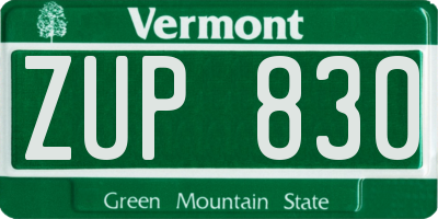 VT license plate ZUP830