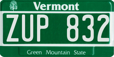 VT license plate ZUP832