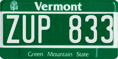 VT license plate ZUP833