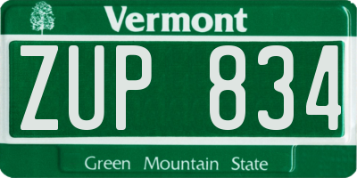 VT license plate ZUP834