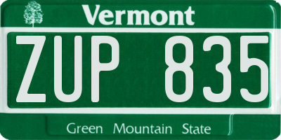 VT license plate ZUP835