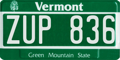 VT license plate ZUP836