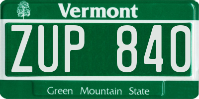 VT license plate ZUP840