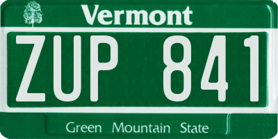 VT license plate ZUP841