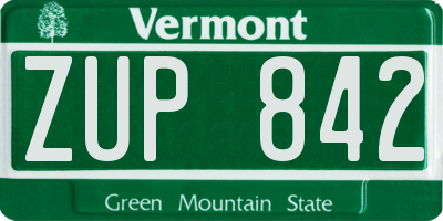 VT license plate ZUP842