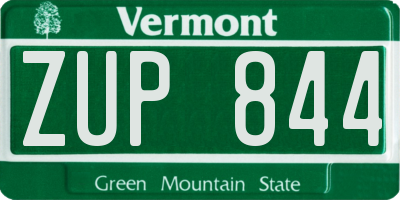 VT license plate ZUP844