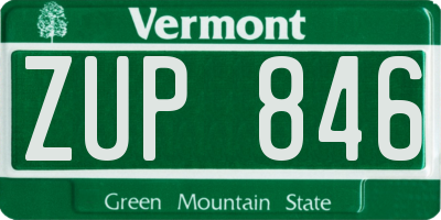 VT license plate ZUP846