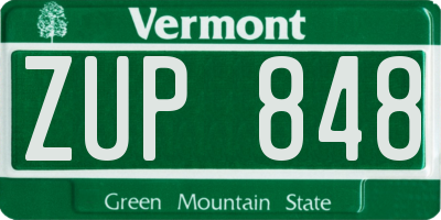 VT license plate ZUP848