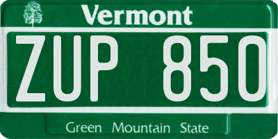 VT license plate ZUP850