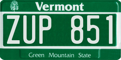 VT license plate ZUP851